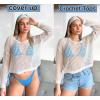image:imageAIMAGE Womens Crochet Tops Long Sleeve Hollow Out Swim Cover Up 2026 Beach Bikini Swimsuit Summer Tunic TopWhite