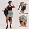image:imageEkouaer 16 Golf Skorts for Woman with Inner Pockets Silicone Grippers Tennis Skirt Quick Dry Athletic Pickleball SkortGreen Pattern