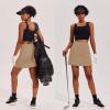 image:imageEkouaer 16 Golf Skorts for Woman with Inner Pockets Silicone Grippers Tennis Skirt Quick Dry Athletic Pickleball SkortKhaki