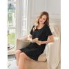 image:imageEkouaer Bamboo Viscose Sleep Shirts for Women Soft Nightgowns Short Sleeve Ruffled Night Shirts with Chest Pocket S3XLBlack