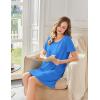 image:imageEkouaer Bamboo Viscose Sleep Shirts for Women Soft Nightgowns Short Sleeve Ruffled Night Shirts with Chest Pocket S3XLBlue