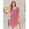 image:imageEkouaer Bamboo Viscose Sleep Shirts for Women Soft Nightgowns Short Sleeve Ruffled Night Shirts with Chest Pocket S3XLDeep Pink