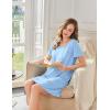 image:imageEkouaer Bamboo Viscose Sleep Shirts for Women Soft Nightgowns Short Sleeve Ruffled Night Shirts with Chest Pocket S3XLLight Blue