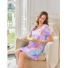 image:imageEkouaer Bamboo Viscose Sleep Shirts for Women Soft Nightgowns Short Sleeve Ruffled Night Shirts with Chest Pocket S3XLTie Dye Blue