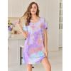 image:imageEkouaer Bamboo Viscose Sleep Shirts for Women Soft Nightgowns Short Sleeve Ruffled Night Shirts with Chest Pocket S3XLTie Dye Blue
