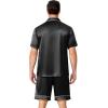 image:imageEkouaer Mens Pajamas Set Silk Satin Sleepwear Short Sleeve Button Down Pjs Set 2 Piece Loungewear with Pockets SXXLBlack