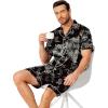 image:imageEkouaer Mens Pajamas Set Silk Satin Sleepwear Short Sleeve Button Down Pjs Set 2 Piece Loungewear with Pockets SXXLBlack Leopard