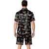 image:imageEkouaer Mens Pajamas Set Silk Satin Sleepwear Short Sleeve Button Down Pjs Set 2 Piece Loungewear with Pockets SXXLBlack Leopard