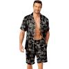 image:imageEkouaer Mens Pajamas Set Silk Satin Sleepwear Short Sleeve Button Down Pjs Set 2 Piece Loungewear with Pockets SXXLBlack Leopard