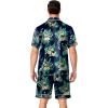 image:imageEkouaer Mens Pajamas Set Silk Satin Sleepwear Short Sleeve Button Down Pjs Set 2 Piece Loungewear with Pockets SXXLFlamingo Green