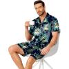 image:imageEkouaer Mens Pajamas Set Silk Satin Sleepwear Short Sleeve Button Down Pjs Set 2 Piece Loungewear with Pockets SXXLFlamingo Green