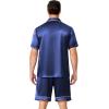image:imageEkouaer Mens Pajamas Set Silk Satin Sleepwear Short Sleeve Button Down Pjs Set 2 Piece Loungewear with Pockets SXXLNavy