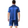image:imageEkouaer Mens Pajamas Set Silk Satin Sleepwear Short Sleeve Button Down Pjs Set 2 Piece Loungewear with Pockets SXXLRoyal Blue