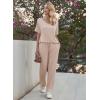 image:imageEkouaer Pajama Sets for Women 2 Piece Lounge Set Short Sleeve Tops and Long Pants Soft Comfy Pjs Sleepwear Outfits SXXLBeige
