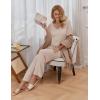 image:imageEkouaer Pajama Sets for Women 2 Piece Lounge Set Short Sleeve Tops and Long Pants Soft Comfy Pjs Sleepwear Outfits SXXLBeige