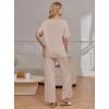 image:imageEkouaer Pajama Sets for Women 2 Piece Lounge Set Short Sleeve Tops and Long Pants Soft Comfy Pjs Sleepwear Outfits SXXLBeige