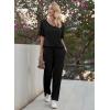 image:imageEkouaer Pajama Sets for Women 2 Piece Lounge Set Short Sleeve Tops and Long Pants Soft Comfy Pjs Sleepwear Outfits SXXLBlack