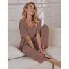 image:imageEkouaer Pajama Sets for Women 2 Piece Lounge Set Short Sleeve Tops and Long Pants Soft Comfy Pjs Sleepwear Outfits SXXLBrown