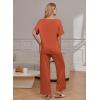 image:imageEkouaer Pajama Sets for Women 2 Piece Lounge Set Short Sleeve Tops and Long Pants Soft Comfy Pjs Sleepwear Outfits SXXLCaramel