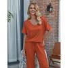 image:imageEkouaer Pajama Sets for Women 2 Piece Lounge Set Short Sleeve Tops and Long Pants Soft Comfy Pjs Sleepwear Outfits SXXLCaramel