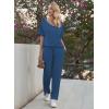image:imageEkouaer Pajama Sets for Women 2 Piece Lounge Set Short Sleeve Tops and Long Pants Soft Comfy Pjs Sleepwear Outfits SXXLDark Blue