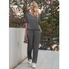 image:imageEkouaer Pajama Sets for Women 2 Piece Lounge Set Short Sleeve Tops and Long Pants Soft Comfy Pjs Sleepwear Outfits SXXLDark Grey