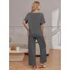 image:imageEkouaer Pajama Sets for Women 2 Piece Lounge Set Short Sleeve Tops and Long Pants Soft Comfy Pjs Sleepwear Outfits SXXLDark Grey