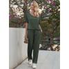 image:imageEkouaer Pajama Sets for Women 2 Piece Lounge Set Short Sleeve Tops and Long Pants Soft Comfy Pjs Sleepwear Outfits SXXLDeep Army Green