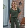image:imageEkouaer Pajama Sets for Women 2 Piece Lounge Set Short Sleeve Tops and Long Pants Soft Comfy Pjs Sleepwear Outfits SXXLDeep Army Green
