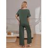image:imageEkouaer Pajama Sets for Women 2 Piece Lounge Set Short Sleeve Tops and Long Pants Soft Comfy Pjs Sleepwear Outfits SXXLDeep Army Green