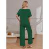 image:imageEkouaer Pajama Sets for Women 2 Piece Lounge Set Short Sleeve Tops and Long Pants Soft Comfy Pjs Sleepwear Outfits SXXLGreen