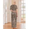 image:imageEkouaer Pajama Sets for Women 2 Piece Lounge Set Short Sleeve Tops and Long Pants Soft Comfy Pjs Sleepwear Outfits SXXLLeopard