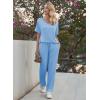 image:imageEkouaer Pajama Sets for Women 2 Piece Lounge Set Short Sleeve Tops and Long Pants Soft Comfy Pjs Sleepwear Outfits SXXLLight Blue