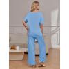 image:imageEkouaer Pajama Sets for Women 2 Piece Lounge Set Short Sleeve Tops and Long Pants Soft Comfy Pjs Sleepwear Outfits SXXLLight Blue