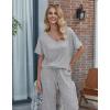 image:imageEkouaer Pajama Sets for Women 2 Piece Lounge Set Short Sleeve Tops and Long Pants Soft Comfy Pjs Sleepwear Outfits SXXLLight Grey