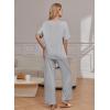 image:imageEkouaer Pajama Sets for Women 2 Piece Lounge Set Short Sleeve Tops and Long Pants Soft Comfy Pjs Sleepwear Outfits SXXLLight Grey