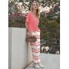 image:imageEkouaer Pajama Sets for Women 2 Piece Lounge Set Short Sleeve Tops and Long Pants Soft Comfy Pjs Sleepwear Outfits SXXLOmbre Orange Pink