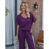 image:imageEkouaer Pajama Sets for Women 2 Piece Lounge Set Short Sleeve Tops and Long Pants Soft Comfy Pjs Sleepwear Outfits SXXLPurple