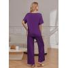 image:imageEkouaer Pajama Sets for Women 2 Piece Lounge Set Short Sleeve Tops and Long Pants Soft Comfy Pjs Sleepwear Outfits SXXLPurple