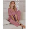 image:imageEkouaer Pajama Sets for Women 2 Piece Lounge Set Short Sleeve Tops and Long Pants Soft Comfy Pjs Sleepwear Outfits SXXLPurple Red
