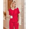 image:imageEkouaer Pajama Sets for Women 2 Piece Lounge Set Short Sleeve Tops and Long Pants Soft Comfy Pjs Sleepwear Outfits SXXLRed