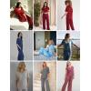 image:imageEkouaer Pajama Sets for Women 2 Piece Lounge Set Short Sleeve Tops and Long Pants Soft Comfy Pjs Sleepwear Outfits SXXLRed