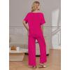 image:imageEkouaer Pajama Sets for Women 2 Piece Lounge Set Short Sleeve Tops and Long Pants Soft Comfy Pjs Sleepwear Outfits SXXLRose