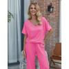 image:imageEkouaer Pajama Sets for Women 2 Piece Lounge Set Short Sleeve Tops and Long Pants Soft Comfy Pjs Sleepwear Outfits SXXLRose Pink