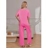 image:imageEkouaer Pajama Sets for Women 2 Piece Lounge Set Short Sleeve Tops and Long Pants Soft Comfy Pjs Sleepwear Outfits SXXLRose Pink