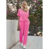 image:imageEkouaer Pajama Sets for Women 2 Piece Lounge Set Short Sleeve Tops and Long Pants Soft Comfy Pjs Sleepwear Outfits SXXLRose Pink