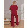 image:imageEkouaer Pajama Sets for Women 2 Piece Lounge Set Short Sleeve Tops and Long Pants Soft Comfy Pjs Sleepwear Outfits SXXLWine