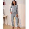 image:imageEkouaer Pajamas Womens Waffle Knit Sleepwear Long Sleeve Top with Pants Casual Pjs Loungewear Set SXXLLight Grey