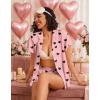 image:imageEkouaer Pajamas for Women Set Button Up Pjs Short Sleeve Ruffle Sleepwear Notch Collar Bride Soft Pj Lounge Sets SXXLBlack Heart