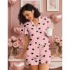 image:imageEkouaer Pajamas for Women Set Button Up Pjs Short Sleeve Ruffle Sleepwear Notch Collar Bride Soft Pj Lounge Sets SXXLBlack Heart